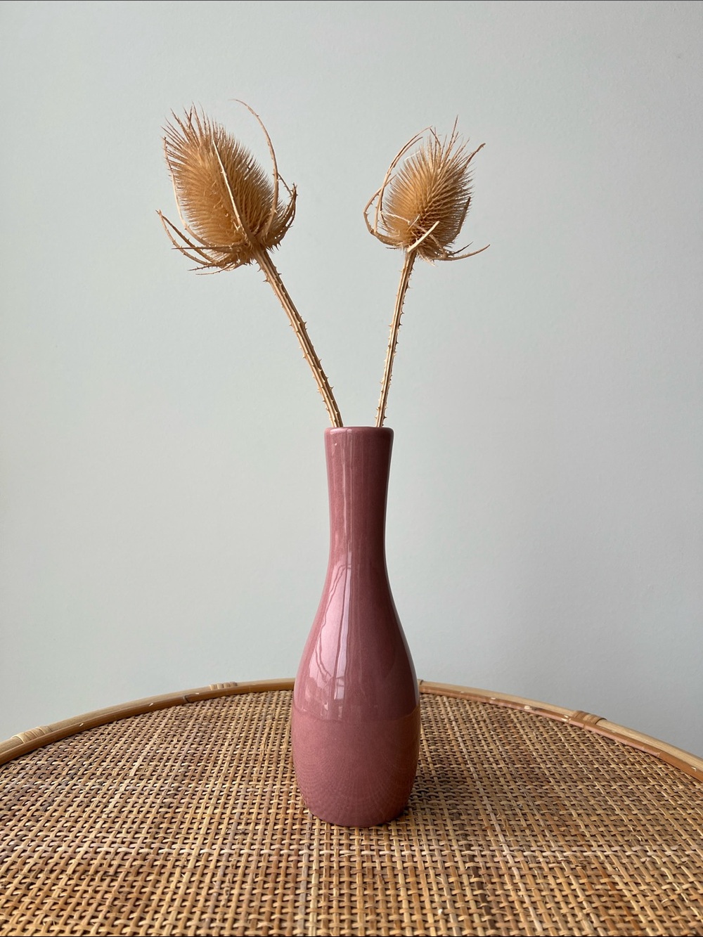 Vintage Mauve Pink Ceramic Vase Decor
